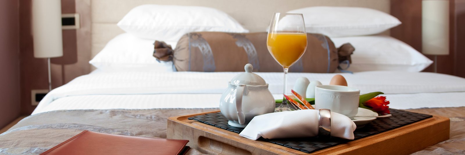 Online hotel booking on laptop